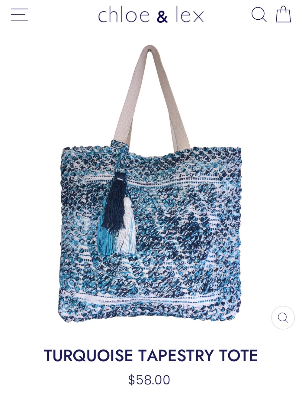 Turquoise Tapestry Tote by Chloe & Lex like new